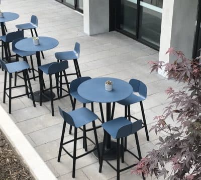 Clean lines and sophisticated detail define the Seam Bar Table - a handsomely resolved, contemporary outdoor bar table.