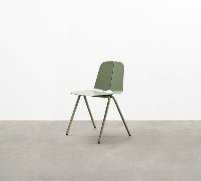 The Seam Stacking Chair - a contemporary outdoor stacking chair - conceived like the tailoring of fabric giving its eponymous "seam" detail.