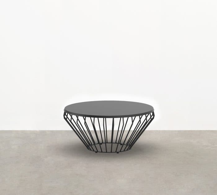 The Jil Coffee Table - a designer outdoor coffee table - has a wireframe structure that delivers graceful form and a fine-lined profile.