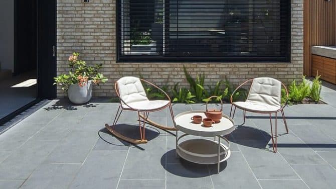 the Volley Lounger - a modern outdoor lounge chair with a distinct mid-century modern vibe designed by Adam Goodrum.