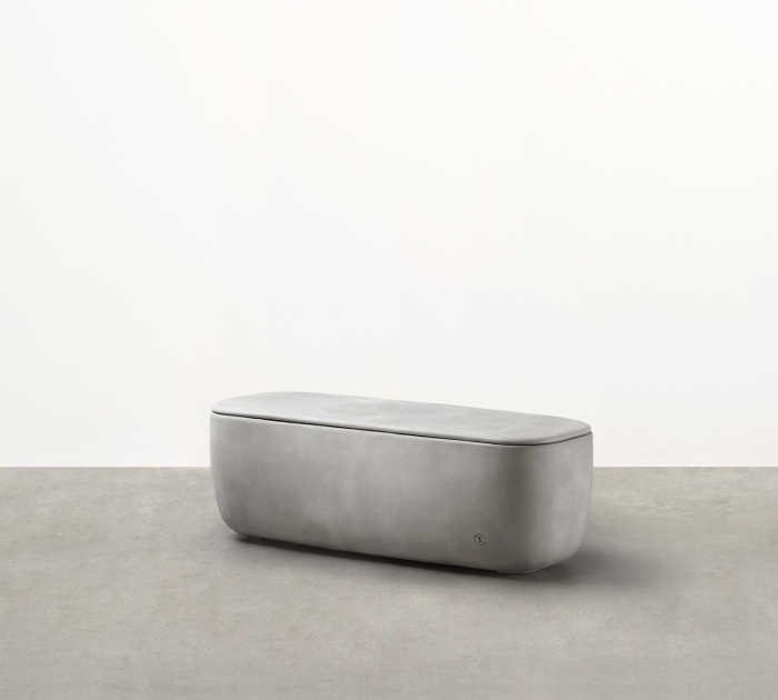 Designed by Adam Goodrum for Tait the Scape Module - a modular concrete bench seat - forms part of a fluid, triadic modular system.