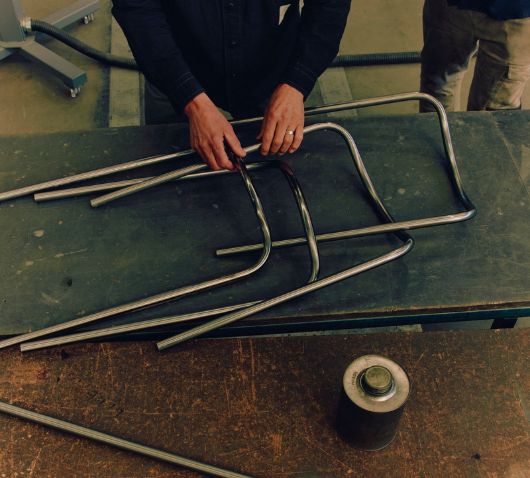 Making of Saltbush range by Tait and Country Road showing tubular steel frames