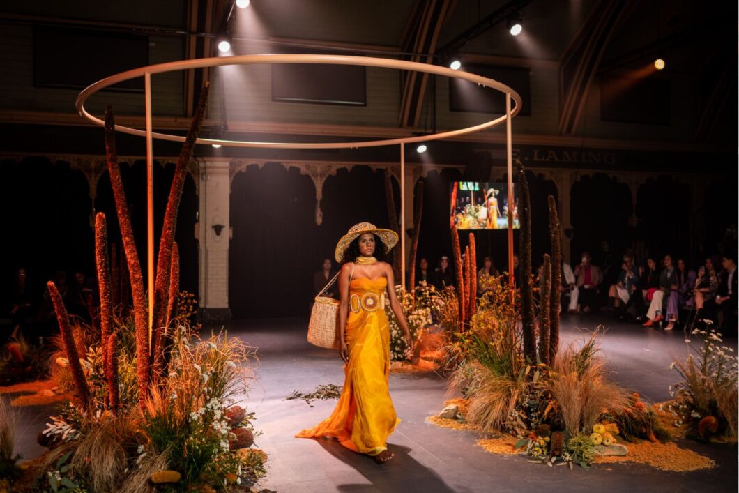 Set design for Ganbu Marra runway show at 2022 Melbourne Fashion Week by Alchemy Orange