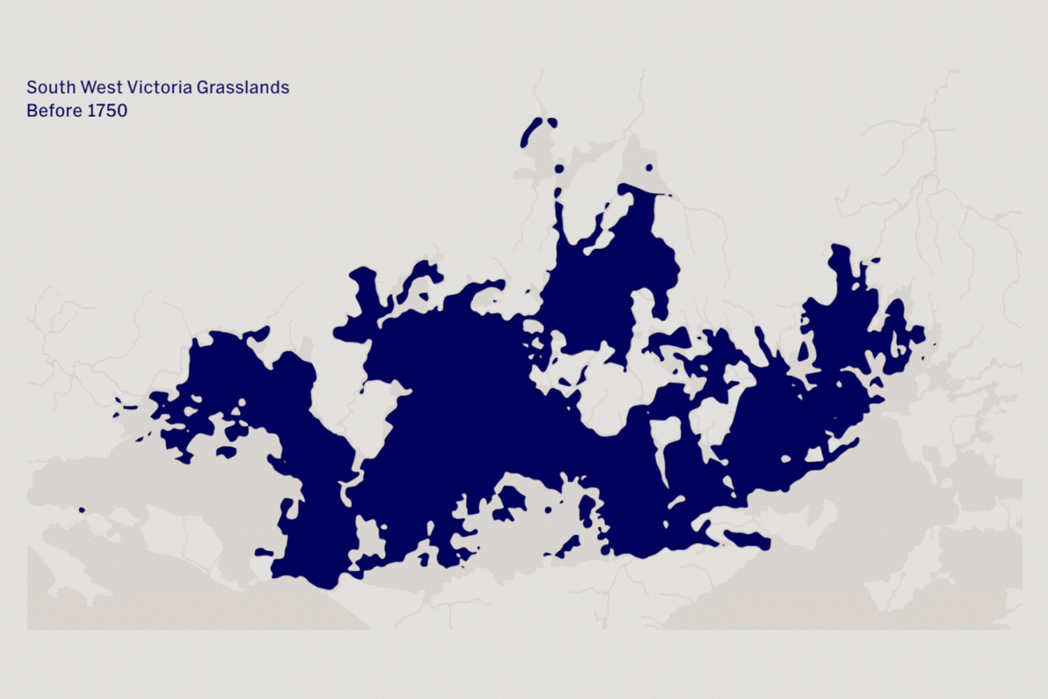 map showing before and after of Victoria's grasslands after European colonisation