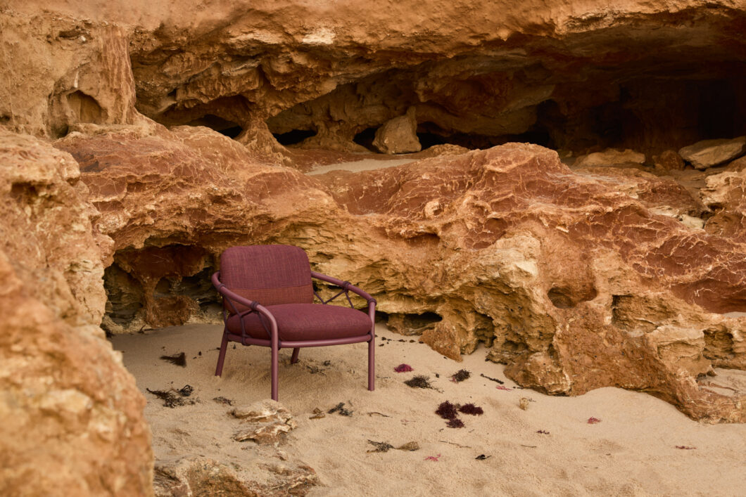 Tait Rockpool upholstered armchair on a sand shelf