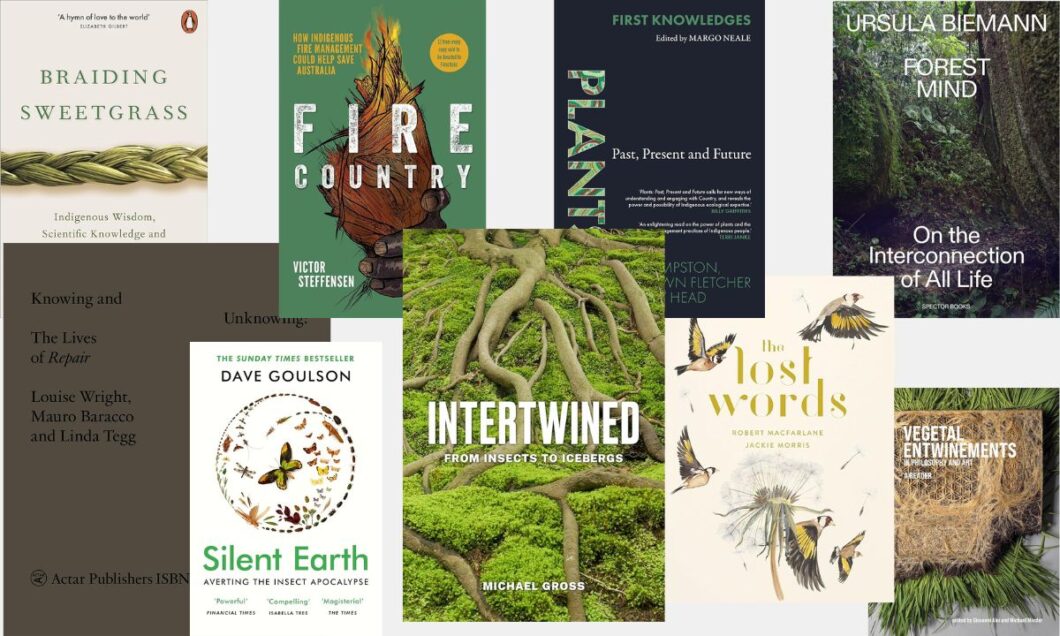 Grassland themed book covers curated by Terrain for Tait's Reading Lounge at Melbourne Design WEek