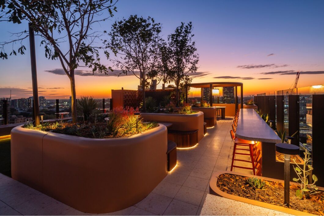Surry Hills Rooftop project by Arcadia Landscape architecture featuring Tait outdoor furniture